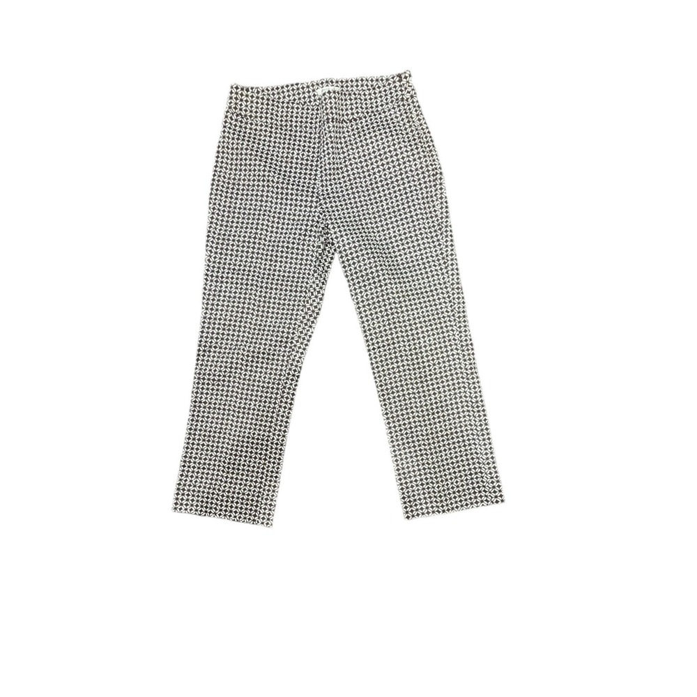 Harold's Straight Leg Pants Womens 10 Brown White Geometric Print Stretch